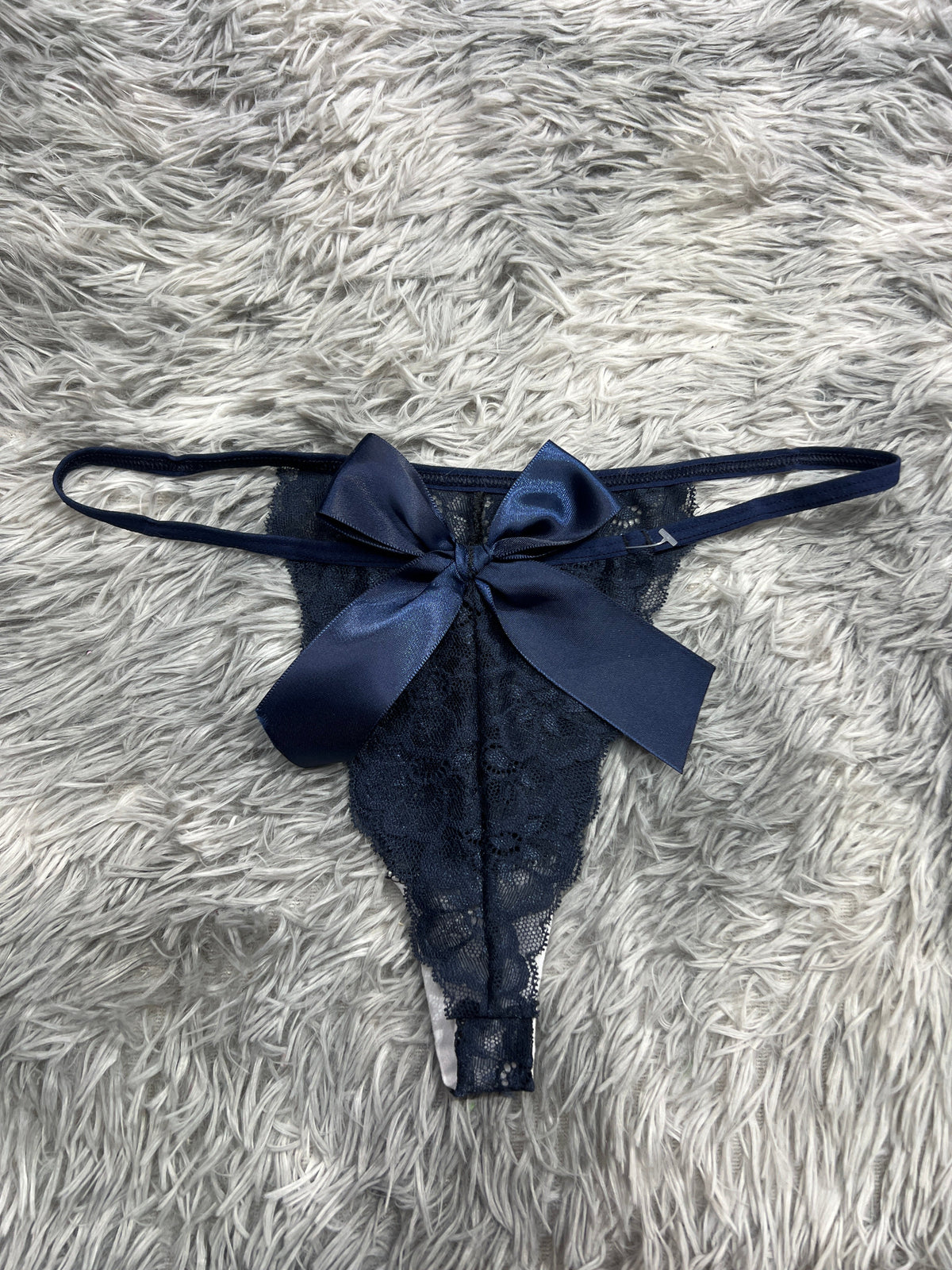 Moño Grande Azul Oscuro Tanga De Dama
