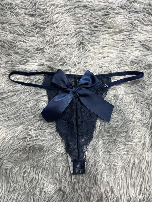 tanga de dama moño grande azul oscuro