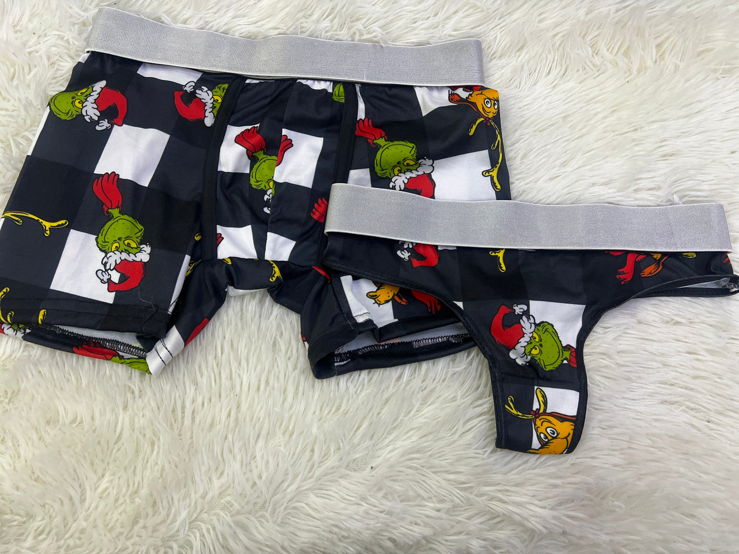 Grinch Cuadrados Blancos duo unitalla con tanga