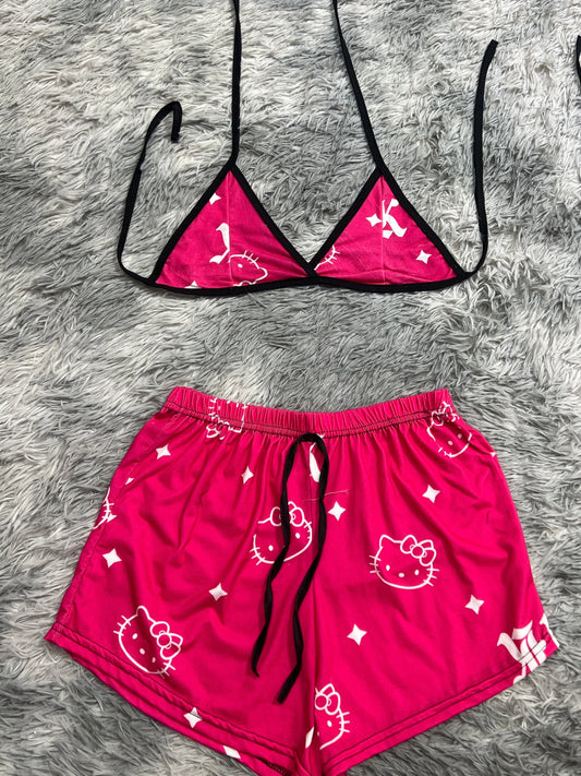 Hello Kitty Rosa Con Blanco Top Con Short Unitalla De Brush