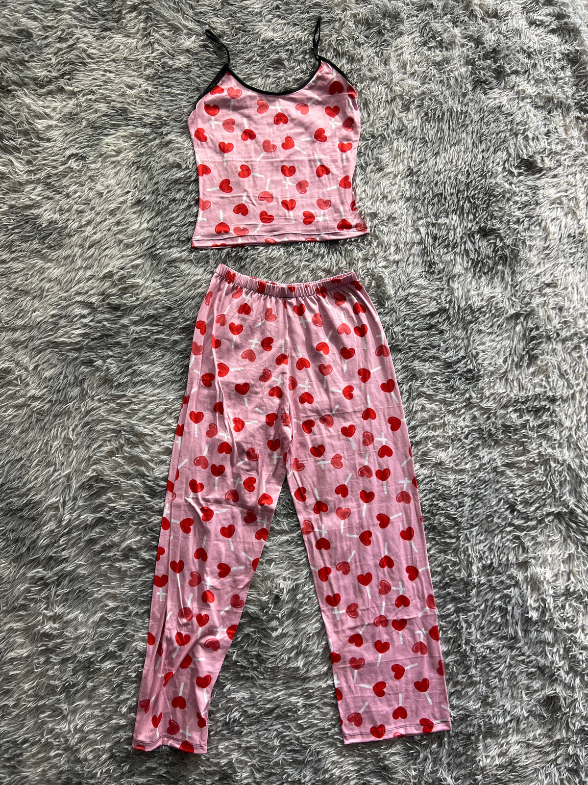 Corazón Paleta Blusa Con Pantalón Pijama De Dama
