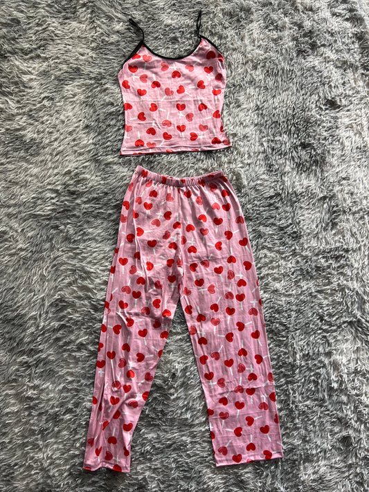 Corazón Paleta Blusa Con Pantalón Pijama De Dama