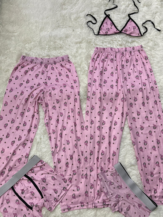 My Melody Pink Print Rosa Pijama 5 Piezas Conjunto Dormitorio Hogar Casa Duo Unitalla de 5 piezas