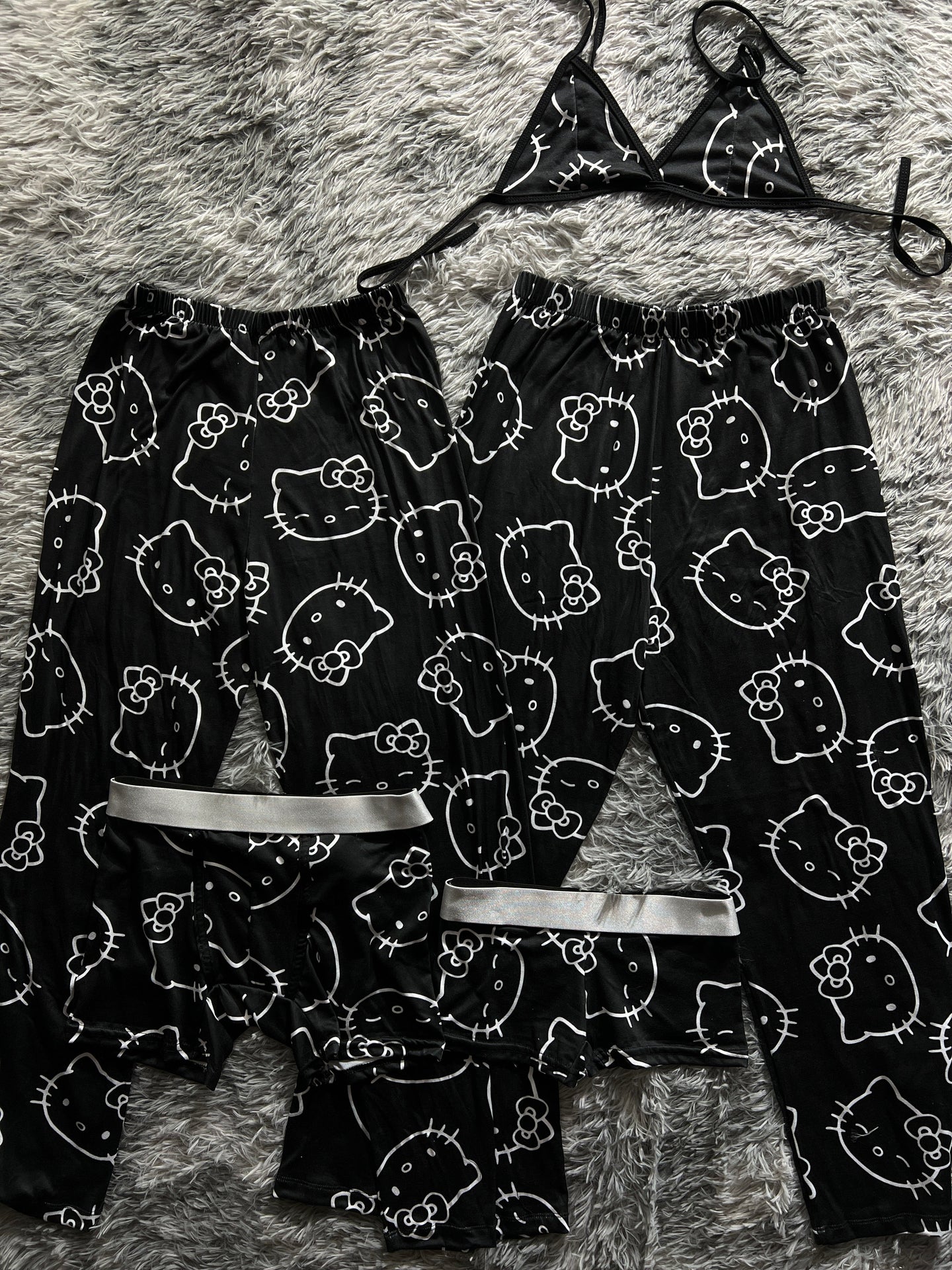 Hello Kitty Print black 5 piece pajama set