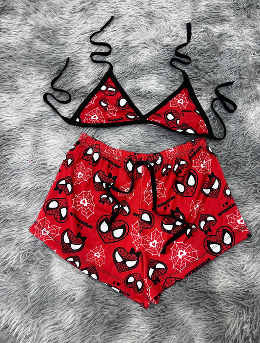Spiderkitty Corazón Rojo Top Con Short Unitalla De Brush