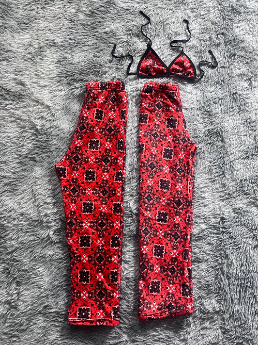 Paliacate Rojo Con Negro Duo De Pijama Afelpada