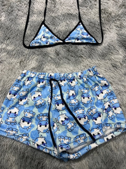 Vaca azul Top con short unitalla de afelpad