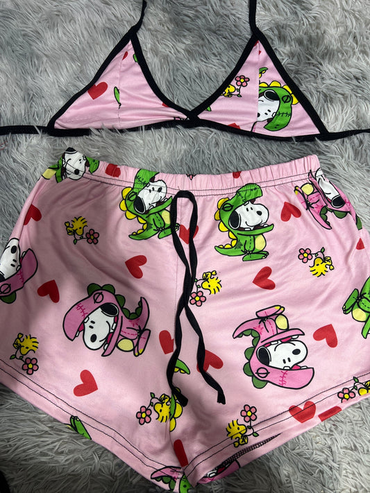 Snoopy dinosaurio Top con short unitalla de brush