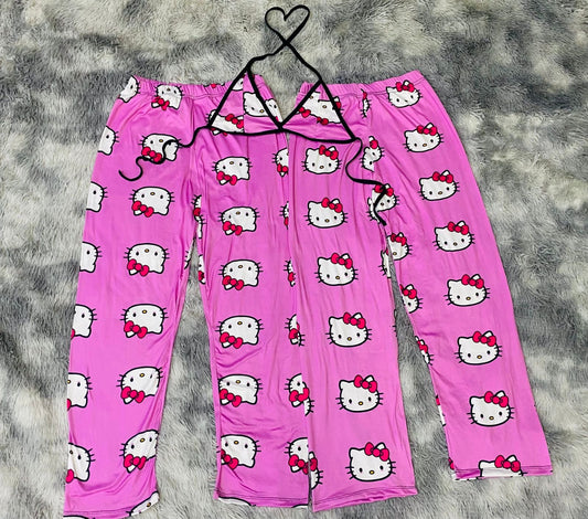 Gatito Peluche Rosa Duo de pijama afelpada.