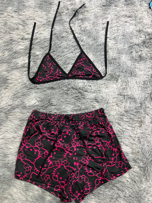 hello kitty negro y rosa Top con short unitalla de brush