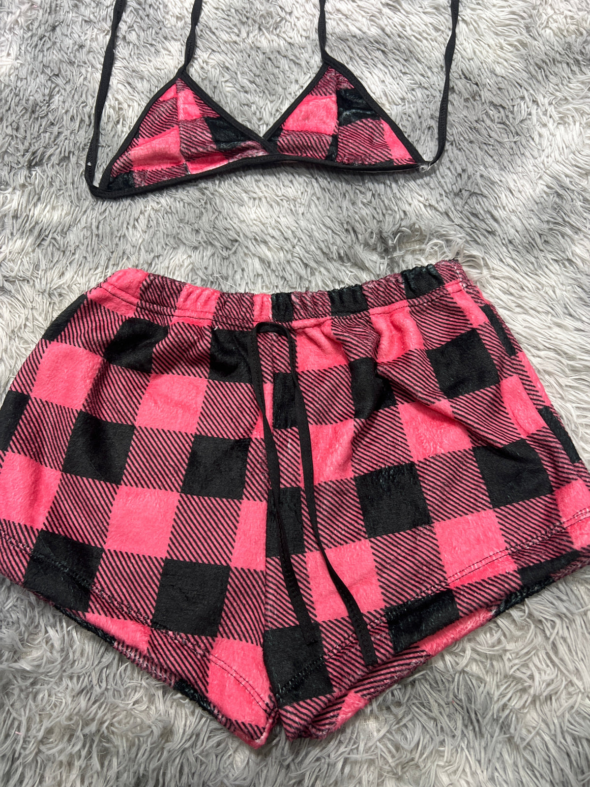 Cuadros Rosas Top Con Short Unitalla De Afelpad