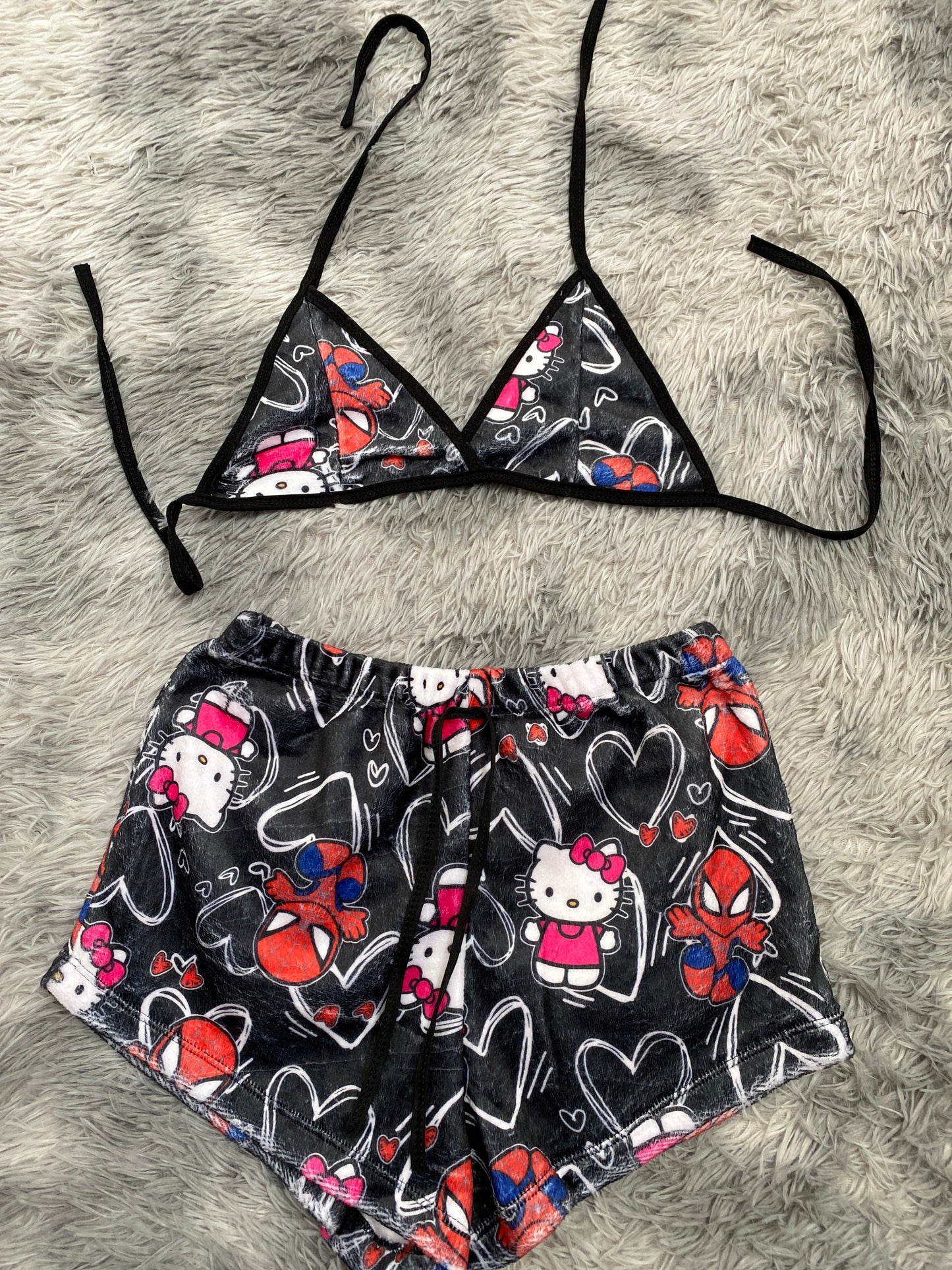 spiderkitty top con short unitalla de afelpado