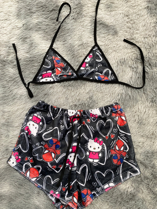 spiderkitty top con short unitalla de afelpado