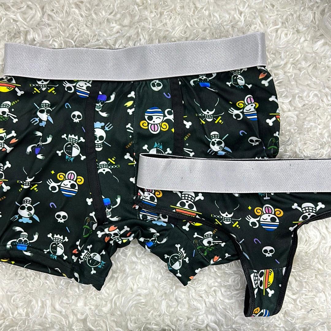 One piece pirate badges matching couples underwear - Fundies