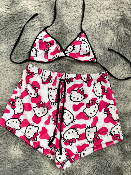 Hello kitty vaca Top Con Short Unitalla De afelpado