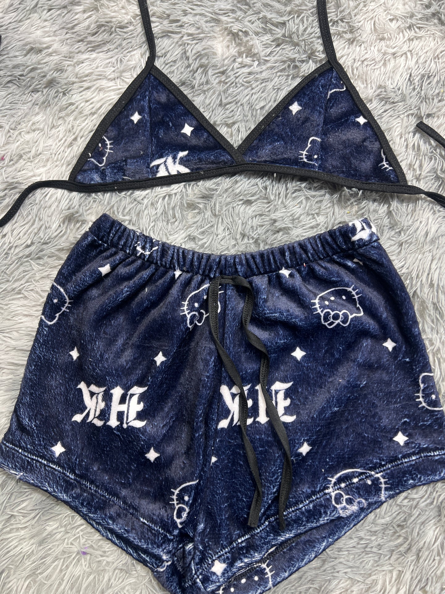 hello kitty brillos azul con short unitalla de afelpad