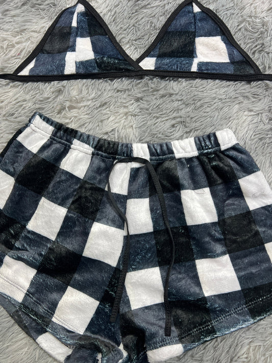 Cuadros negros Top con short unitalla de afelpado