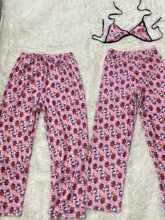 Hello kitty spiderman rosa pijama afelpada duo