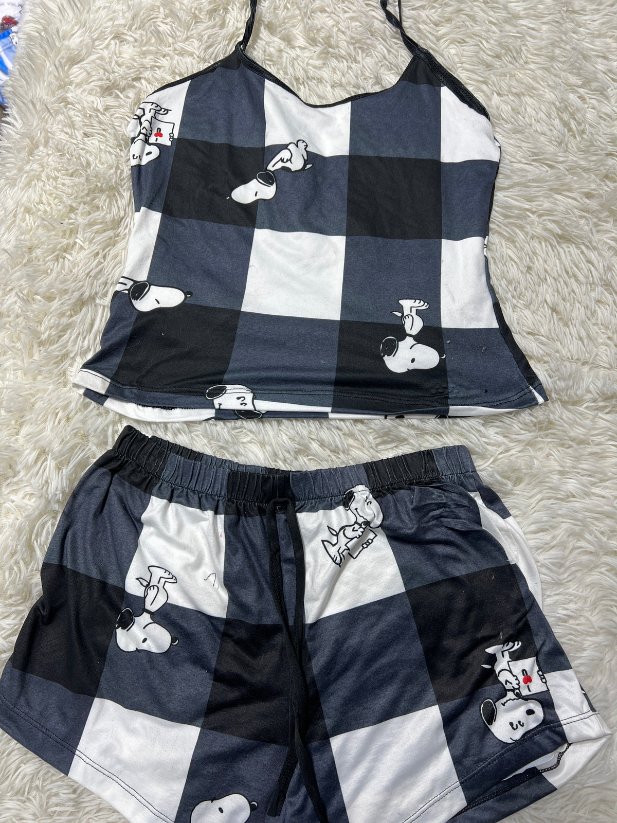 Snoopy Cuadros Negros Blusa Con Short