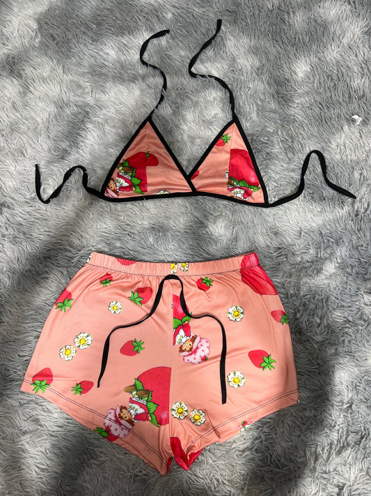 rosita fresita color melón  Top con short unitalla de brush