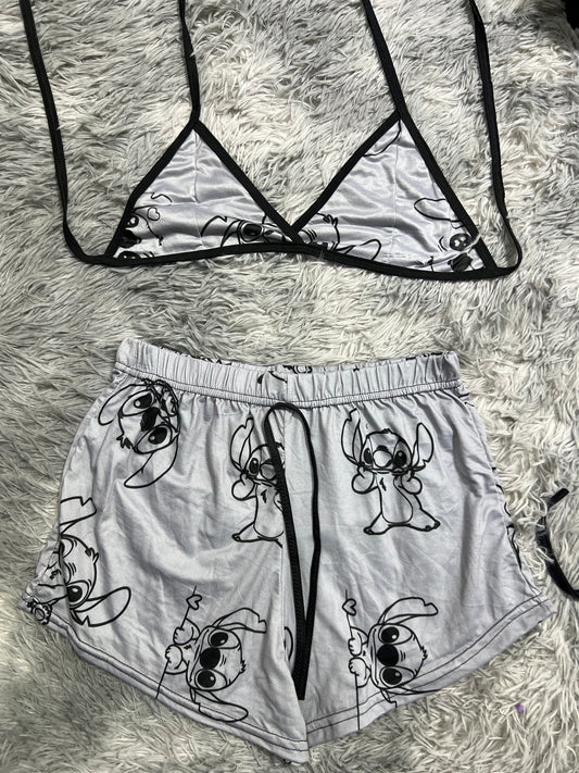 stich gris Top con short unitalla de brush