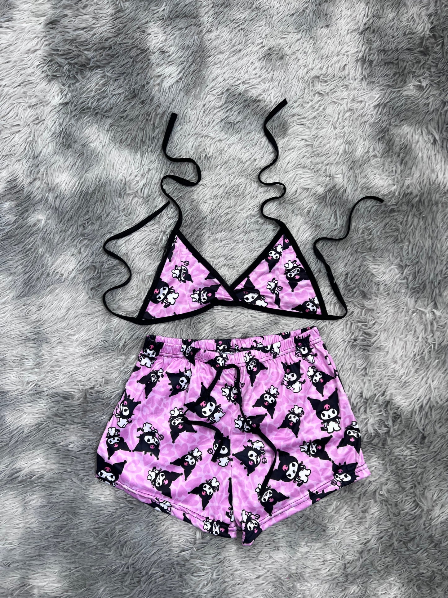 kuromi corazones top con short unitalla de brush