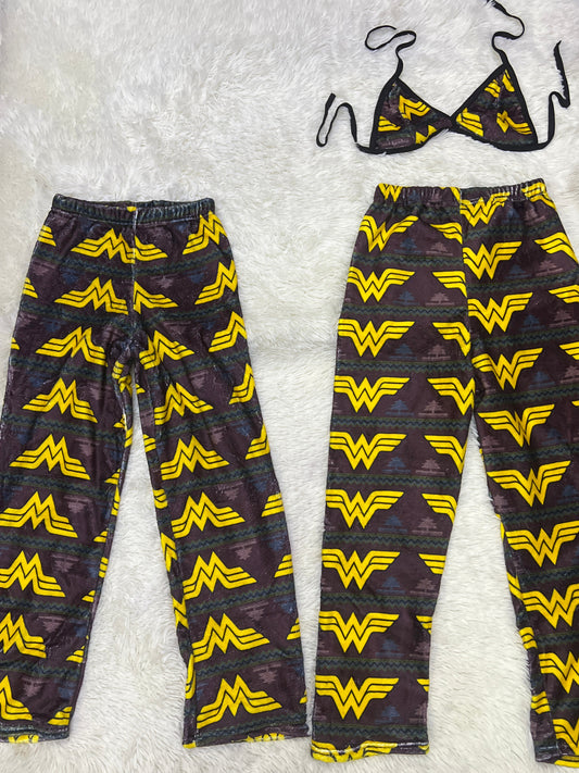 Wonder Woman Rojo Azul Duo de pijama afelpada