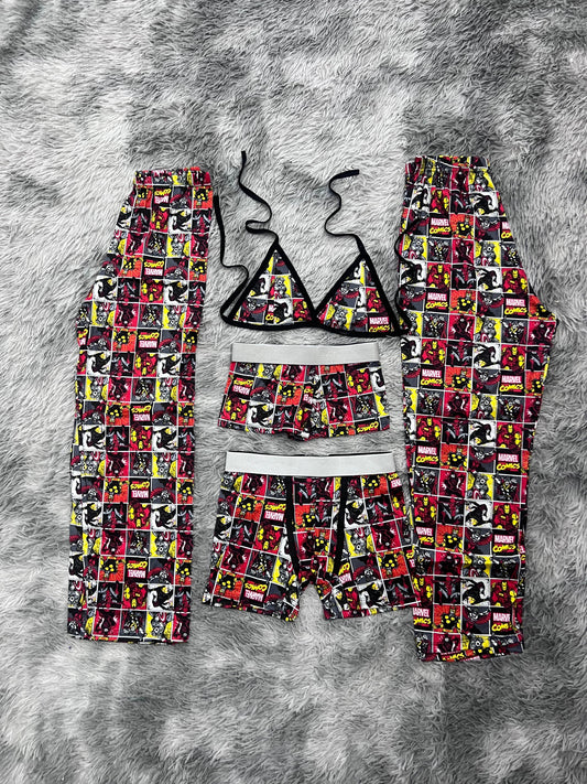 marvel cuadros cómic pijama 5 piezas