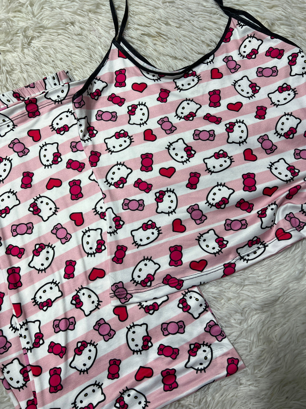 Hello Kitty Caramelo Blusa Con Pantalón Pijama De Dama