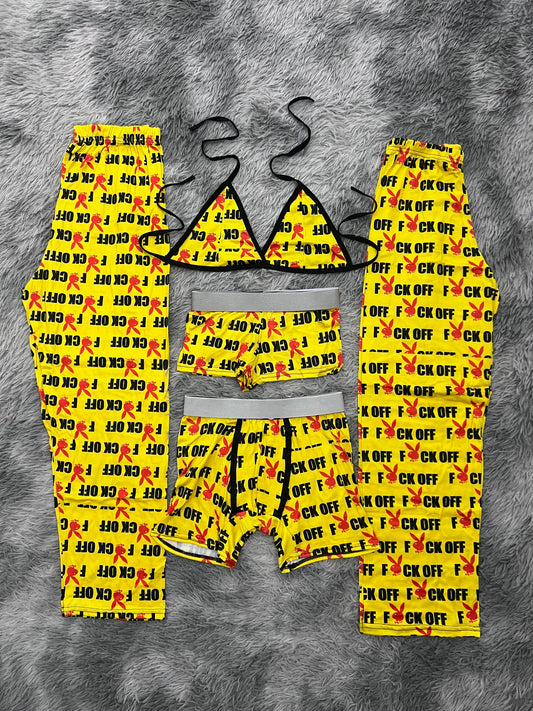 play boy amarillo pijama 5 piezas