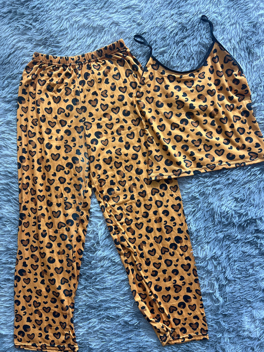 Leopardo Blusa Con Pantalón Pijama De Dama