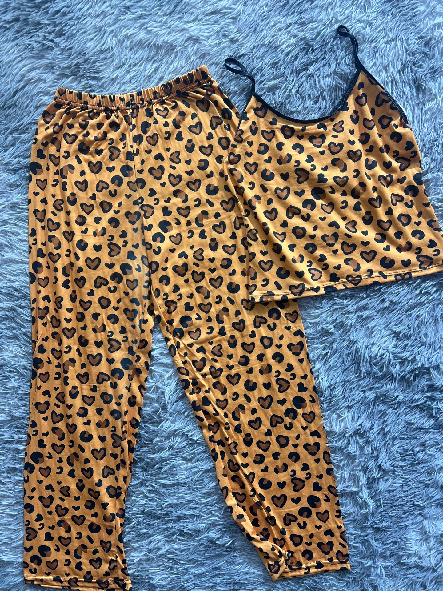 Leopardo blusa con pantalón pijama de dama