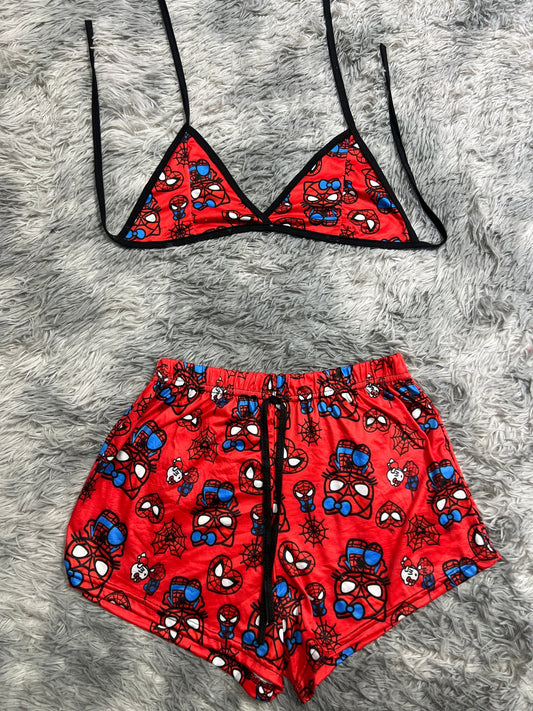 Spiderkitty rojo Top con short unitalla de brush