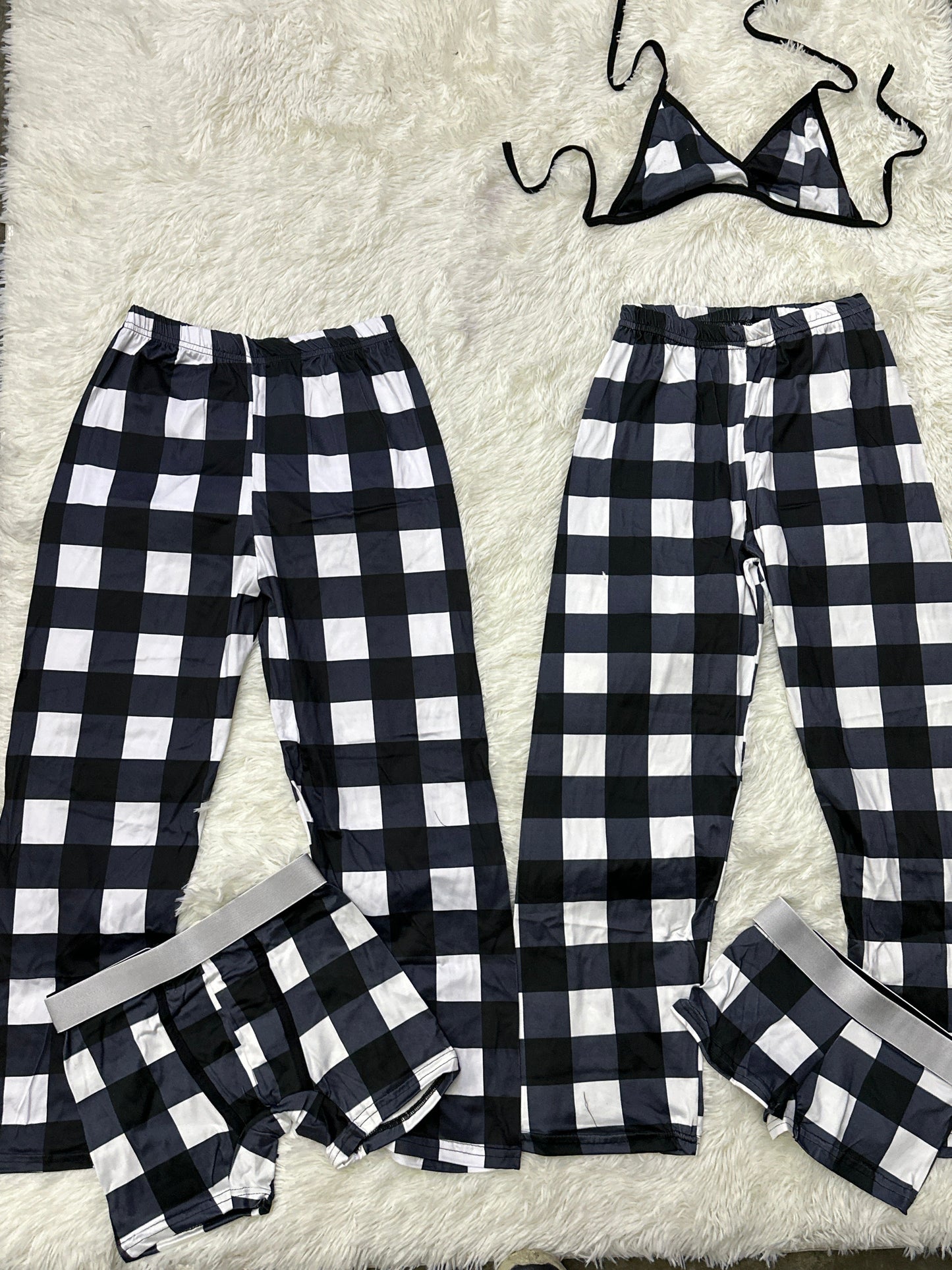 Black White Squares Negro Duo Unitalla De 5 Piezas