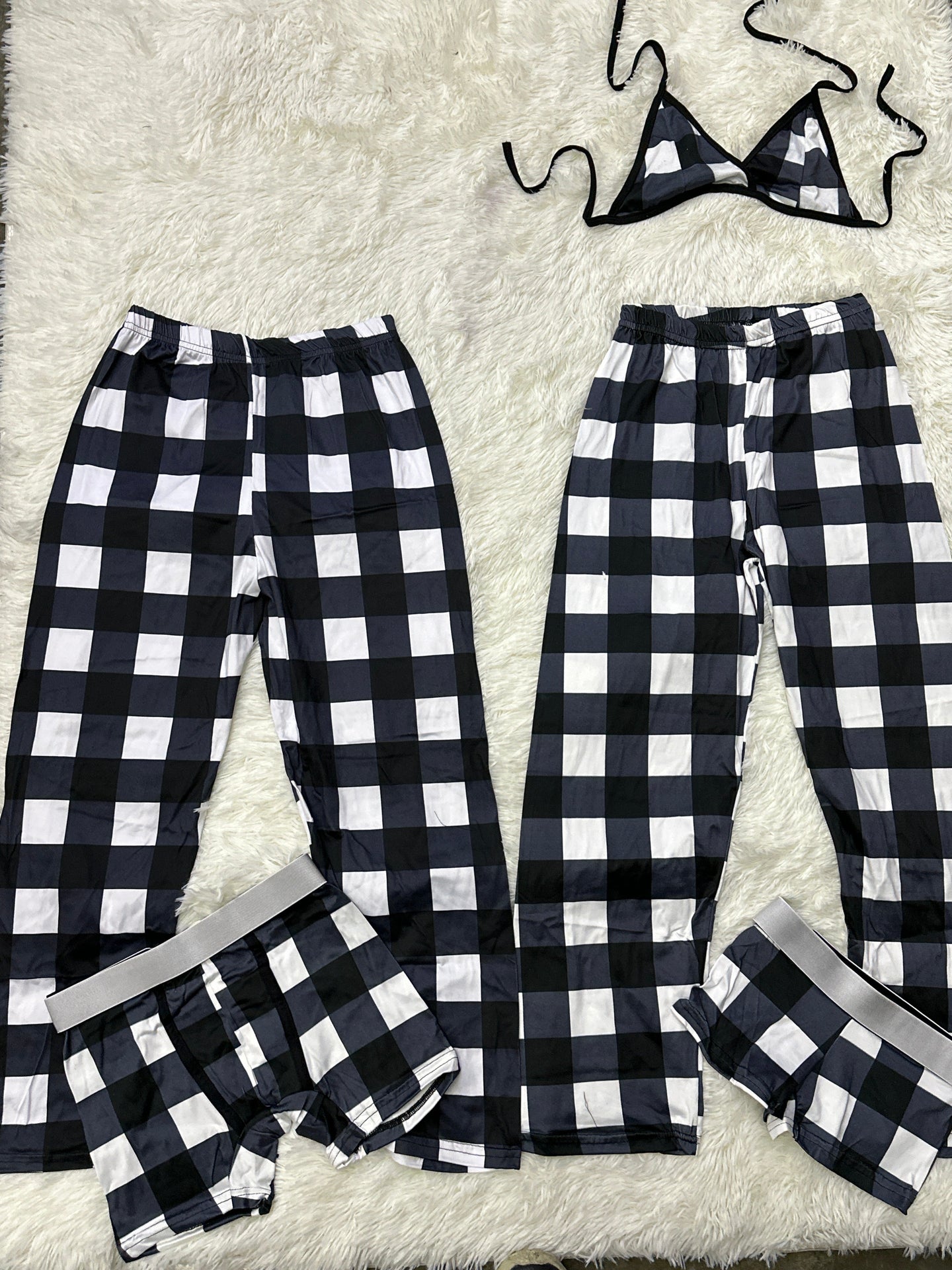 Black White Squares 5 piece pajama set Cozy Nights 💑