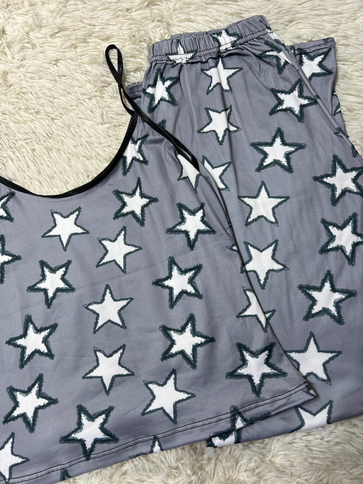 Estrellas Gris Blusa Con Pantalón Pijama De Dama
