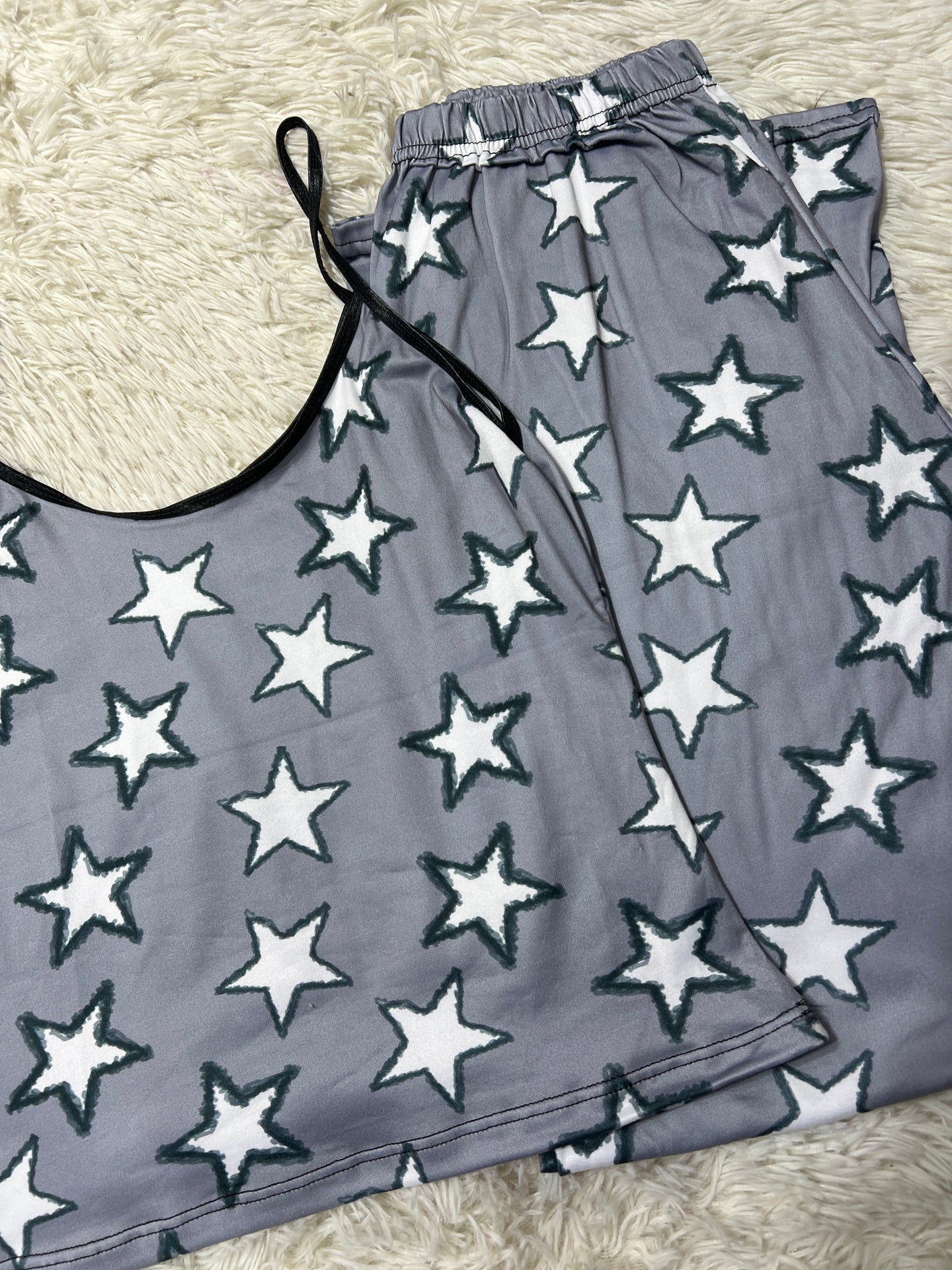 Estrellas Gris  Blusa con pantalón pijama de dama