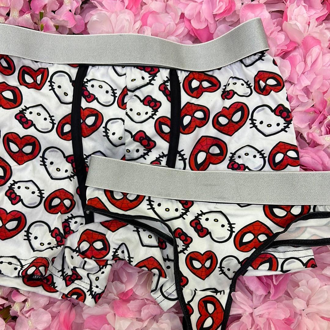 Hello kitty spider mans hearts matching couples underwear XL - Fundies