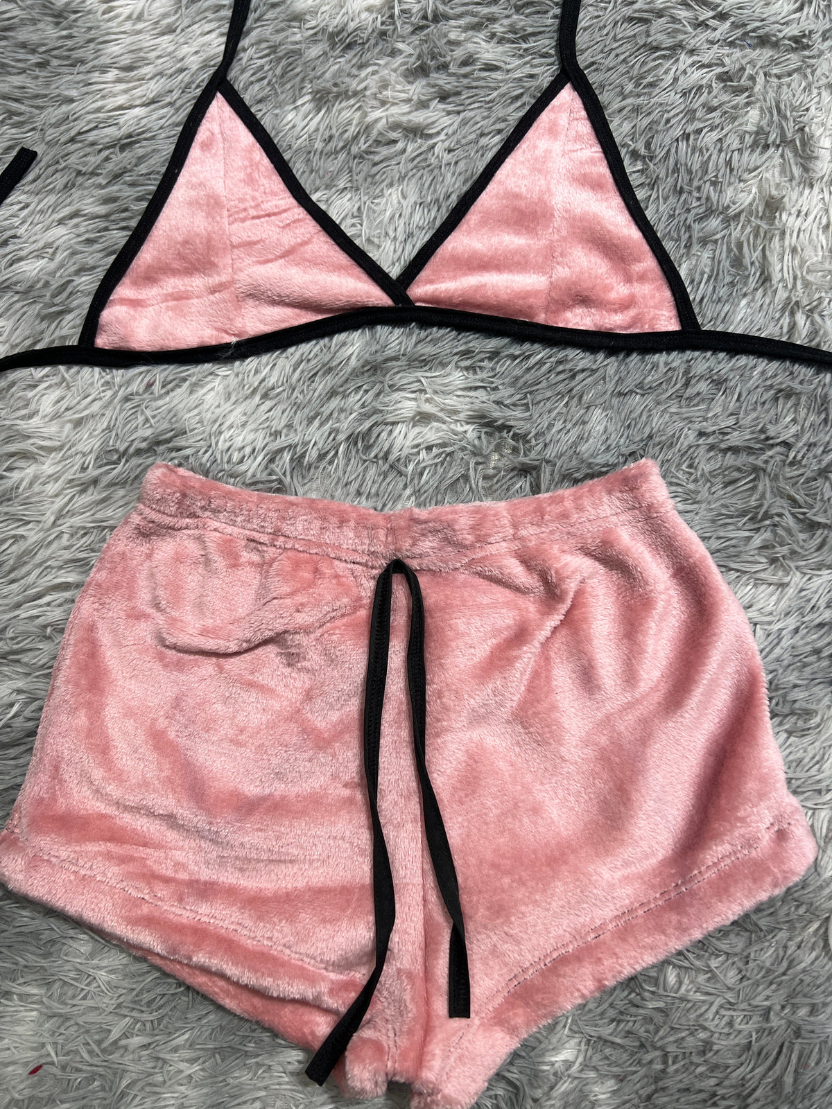 Rosa Palo Top Con Short Unitalla De Afelpada