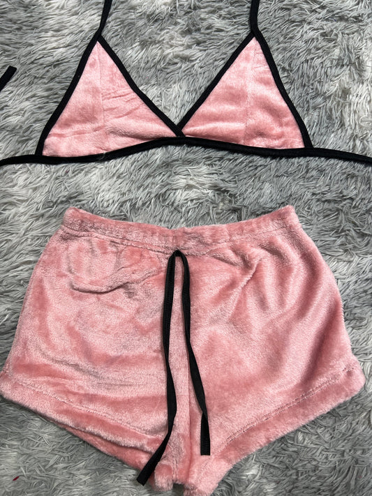 rosa palo top con short unitalla de afelpada