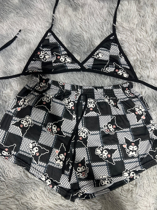Kuromi cuadros Top con short unitalla de brush