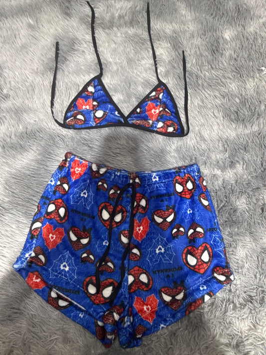 Corazones de Spiderman Top con short unitalla de afelpado