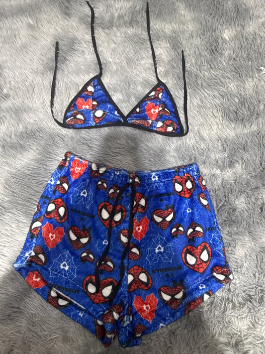 Corazones de Spiderman Top con short unitalla de afelpado