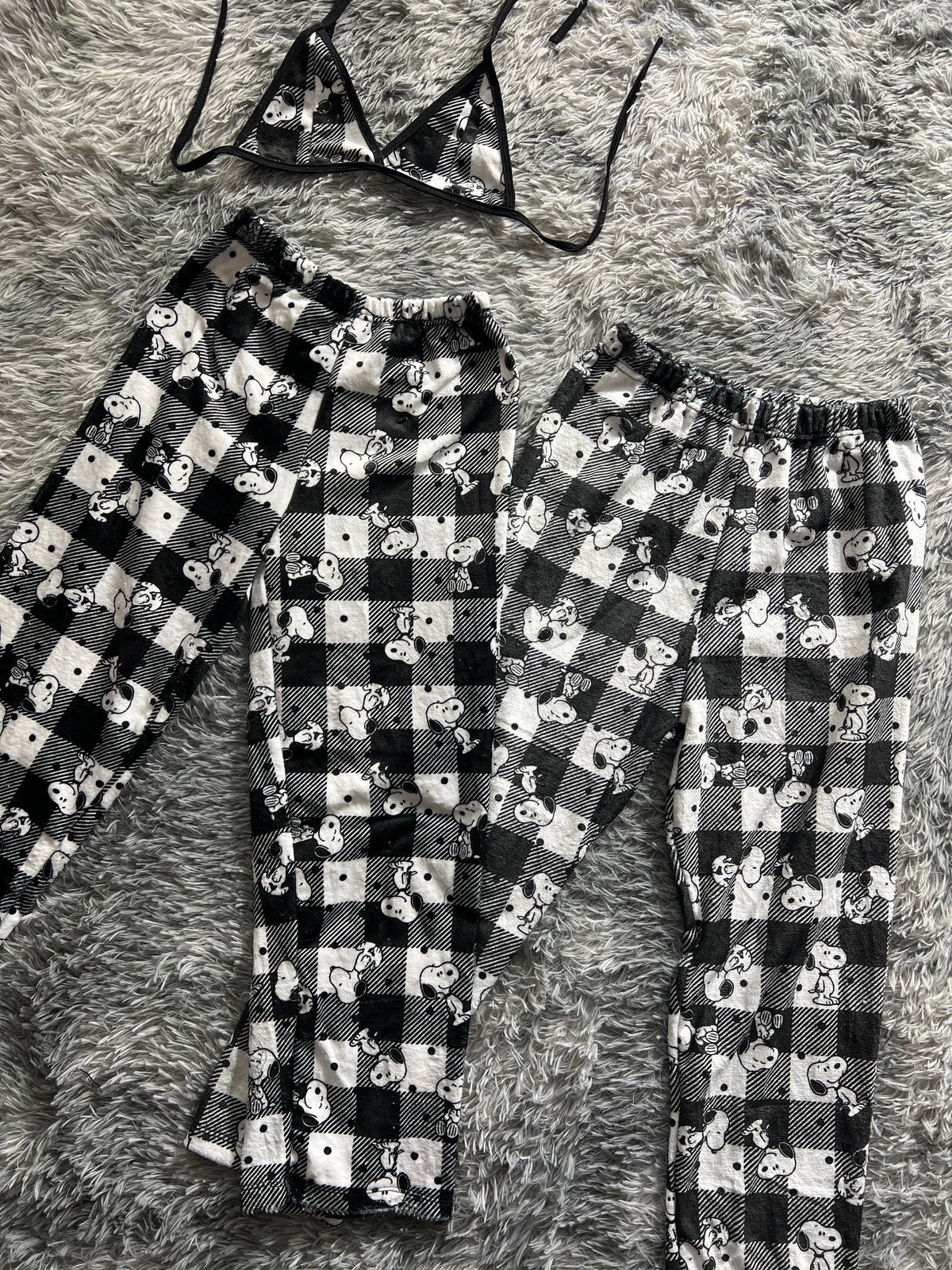 Snoopy Cuadritos Y Puntitos Duo De Pijama Afelpada