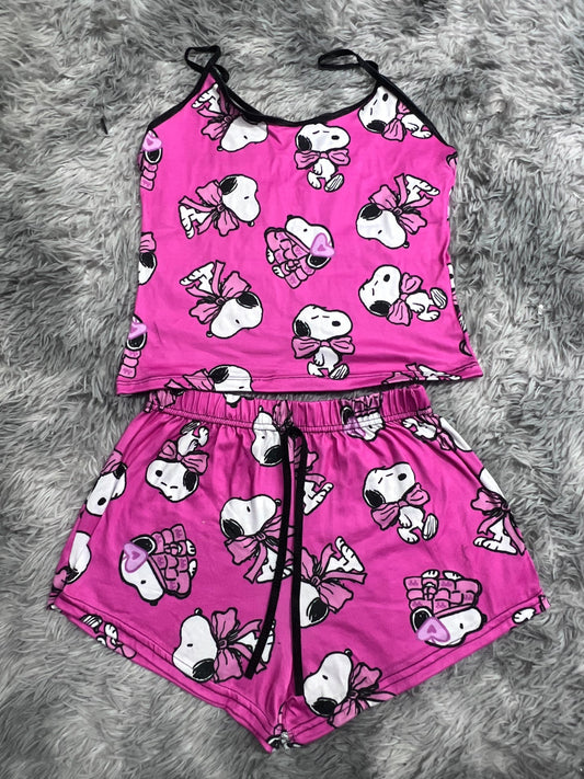 snoopy rosa fuerte blusa con short