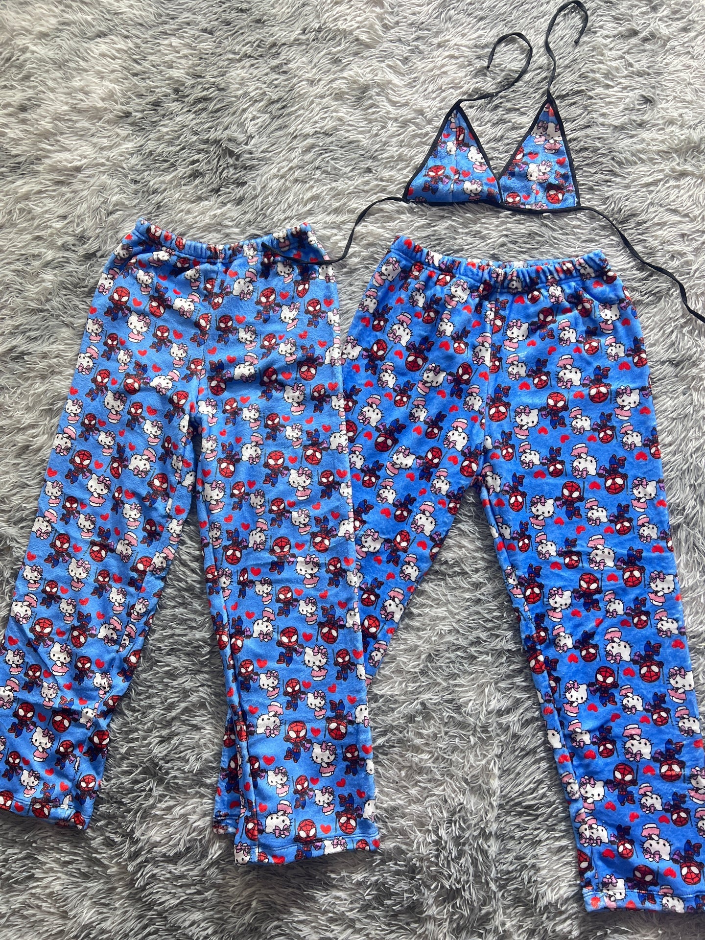 Spiderkitty azul duo de pijama afelpada