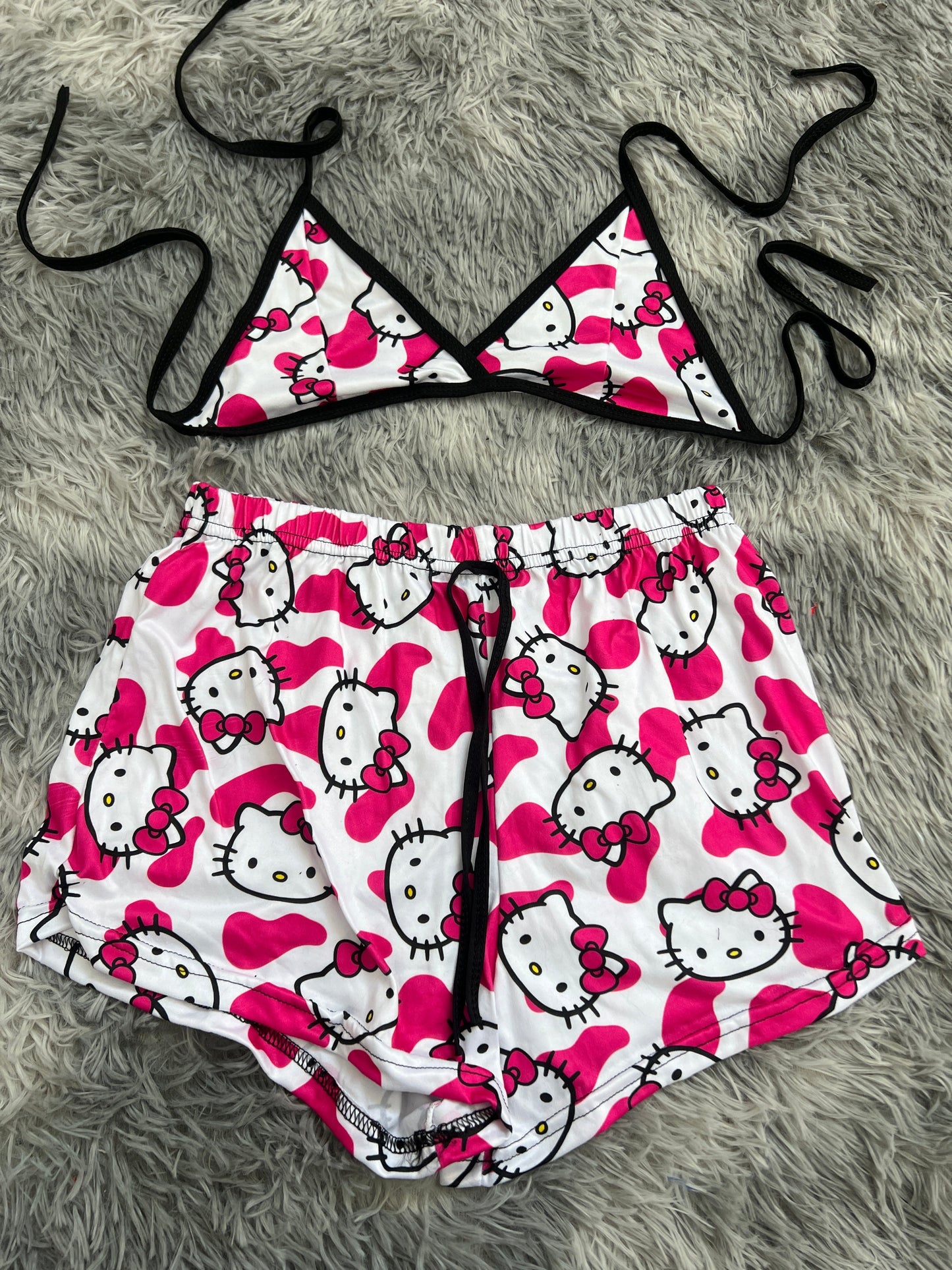 Kitty vaca manchas rosas top con short unitalla de brush