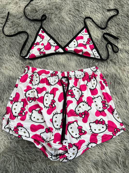 Hello Kitty Vaca Manchas Rosas Top Con Short Unitalla De Brush