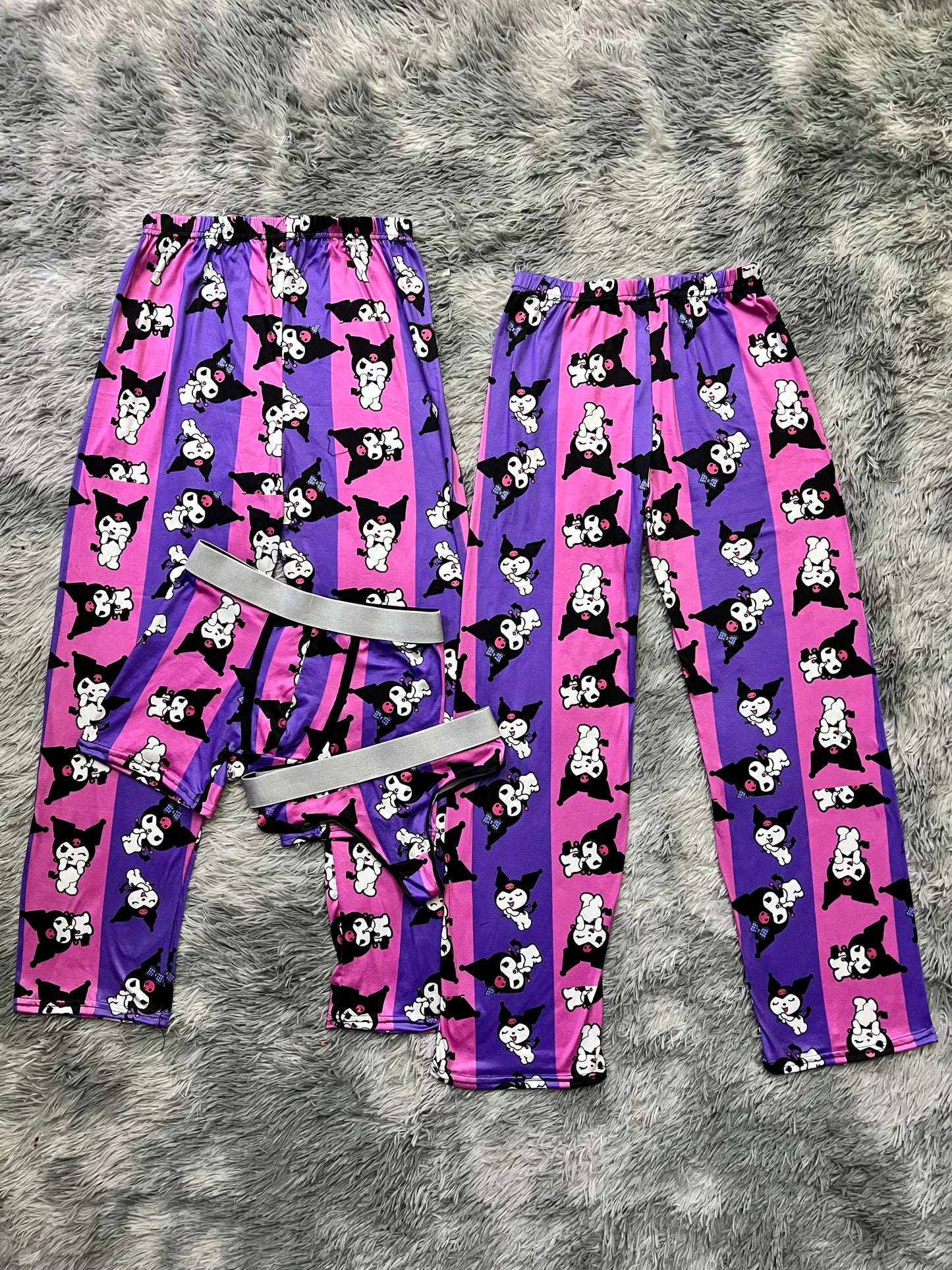 Kuromi Púrpura Rosa Duo de pijama de 5 piezas.