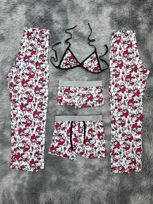 my melody y hello kitty abrazadas pijama 5 piezas